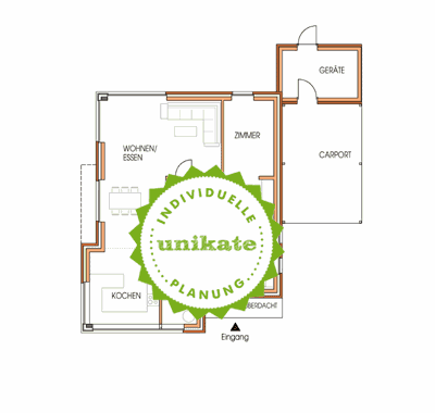 Massivhaus Einfamilienhaus Oberhausen - Erdgeschoss - Fertighaus, Architektenhaus bauen zum Festpreis