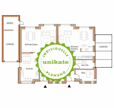 Massivhaus Doppelhaus Dortmund Unna - Grundriss Erdgeschoss