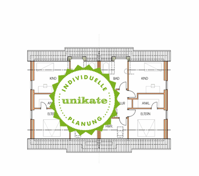 Grundriss Dachgeschoss - Massivhaus Doppelhaus Mittelrhein Niederrhein - massive Doppelhuser zum Festpreis