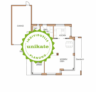 Massivhaus Einfamilienhaus Bochum Essen - Erdgeschoss - Fertighaus, Architektenhaus bauen zum Festpreis