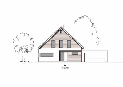 Massivhaus Einfamilienhaus Kreis Unna - Ansicht - Fertighaus, Architektenhaus bauen zum Festpreis