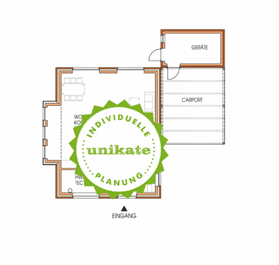 Massivhaus Einfamilienhaus "Rhein Ruhr" - Erdgeschoss - Fertighaus, Architektenhaus bauen zum Festpreis