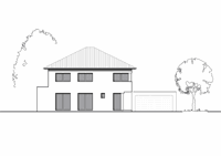 Massivhaus Stadtvilla Bergkamen - Ansicht - Stadthaus mit 2 Vollgeschossen zum Festpreis