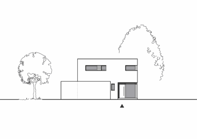 Massivhaus Stadtvilla Gelsenkirchen - Ansicht Bauhaus - Stil - Stadthaus mit 2 Vollgeschossen zum Festpreis