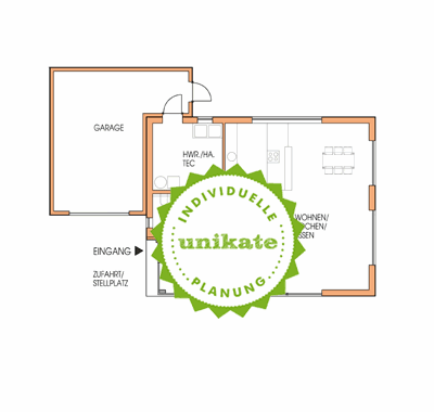 Massivhaus Stadtvilla Gelsenkirchen - Erdgeschoss - Bauhaus-Stil - Stadthaus mit 2 Vollgeschossen zum Festpreis