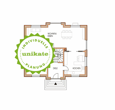 Massivhaus Stadtvilla Iserlohn - Erdgeschoss - Stadthaus mit 2 Vollgeschossen zum Festpreis