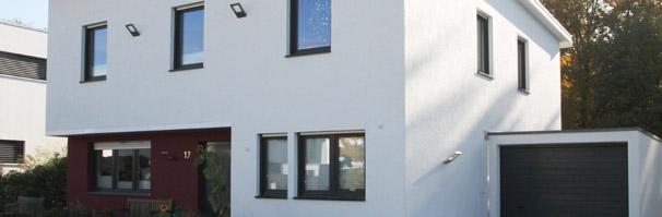 Moderne Stadtvilla mit Pultdach, 2 Vollgeschosse - Haustyp Leverkusen Heinsberg - NRW, modernes Massivhaus - modernes Architektenhaus - modernes Haus bauen - moderne Einfamilienhuser - zwo ARCHITEKTEN