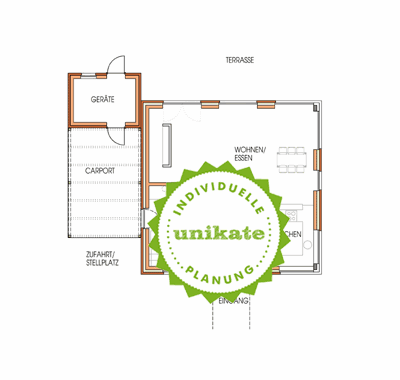 Massivhaus Stadtvilla Ruhrgebiet NRW - Erdgeschoss - Stadthaus mit 2 Vollgeschossen zum Festpreis