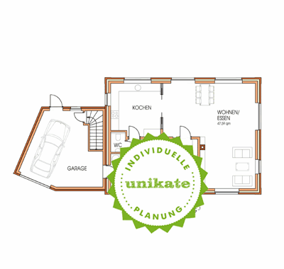 Massivhaus Stadtvilla Unna - Ergeschoss - Stadthaus mit 2 Vollgeschossen zum Festpreis