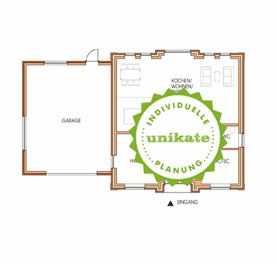 Massivhaus Stadtvilla Witten - Erdgeschoss - Stadthaus mit 2 Vollgeschossen zum Festpreis