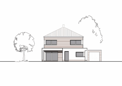 Massivhaus Stadtvilla "Dsseldorf Niederrhein" - Ansicht - Stadthaus mit 2 Vollgeschossen zum Festpreis